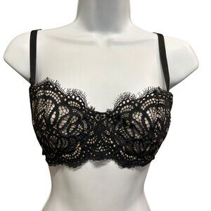 Victoria's Secret Dream Angels Unlined Lace Push-Up Bra 32DD Black Nude